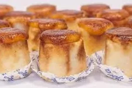 Traditional pionono dessert from Granada with toasted cream