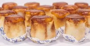Traditional pionono dessert from Granada with toasted cream